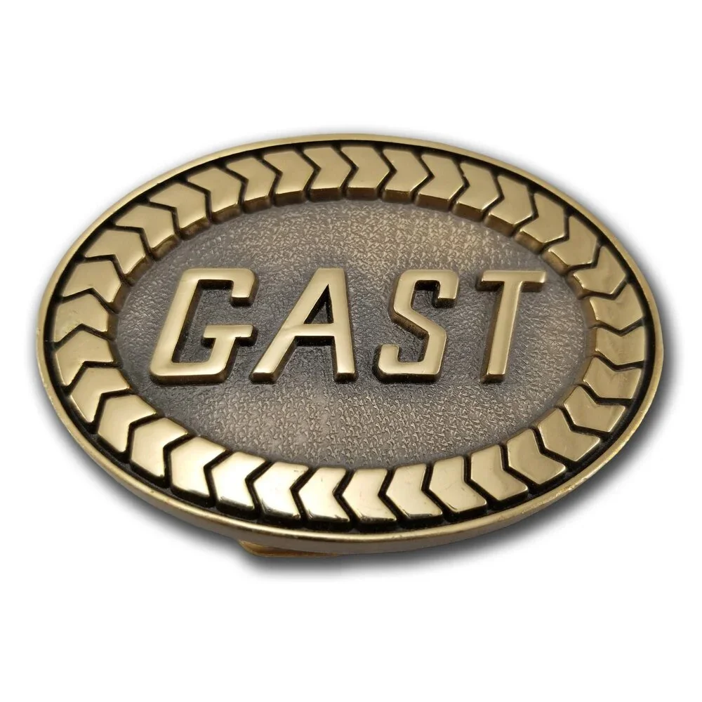Vintage Belt‎ Buckle Brass GAST Chevron Arrows Border USA Made By Jostens Gift